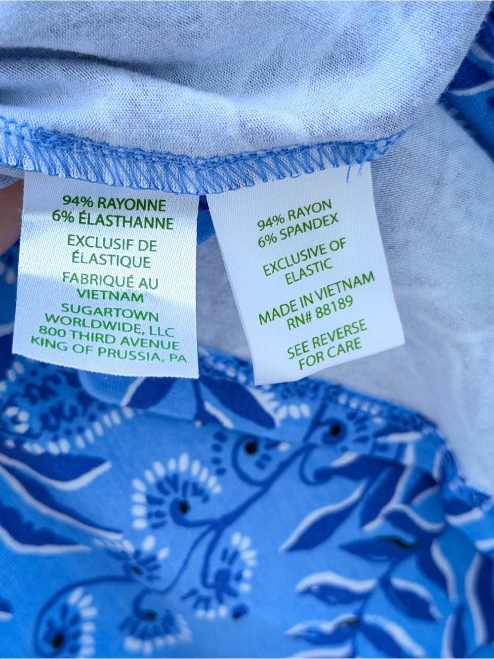 Lilly Pulitzer Blue Puff Sleeve Babydoll Peplum Top XL EUC Floral Preppy Coastal